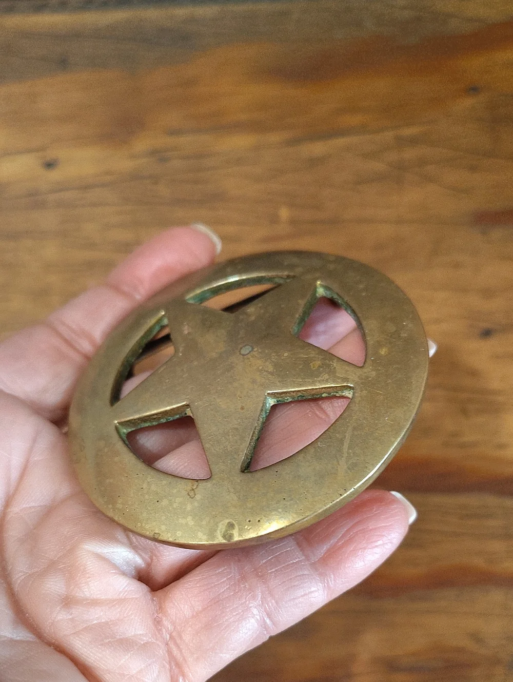 Solid Brass Round Texas Ranger Star Belt 2.5